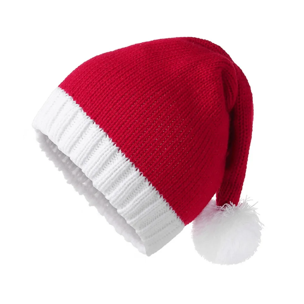Leisure Merry Christmas Hat Christmas Knitted Hat Green Red Warm Santa Beanie Hat Crochet Stripe Parent Child Hat Outdoor