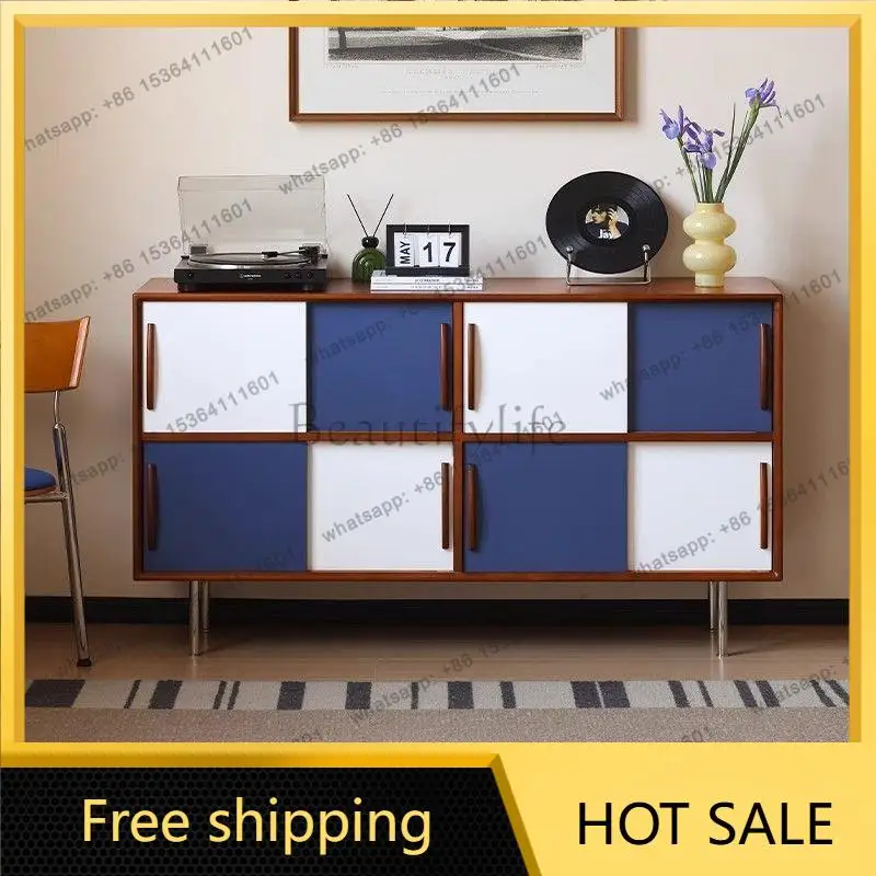 FG medieval solid wood contrasting color dining side cabinet against the wall storage coffee corner storage cabinet