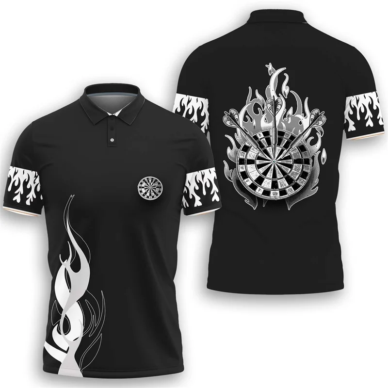 3D Printed Flame Dart Polo Shirt For Men Clover Green Hat Pattern Short Sleeve Tees Summer Casual Lapel Tops Oversized T-Shirts