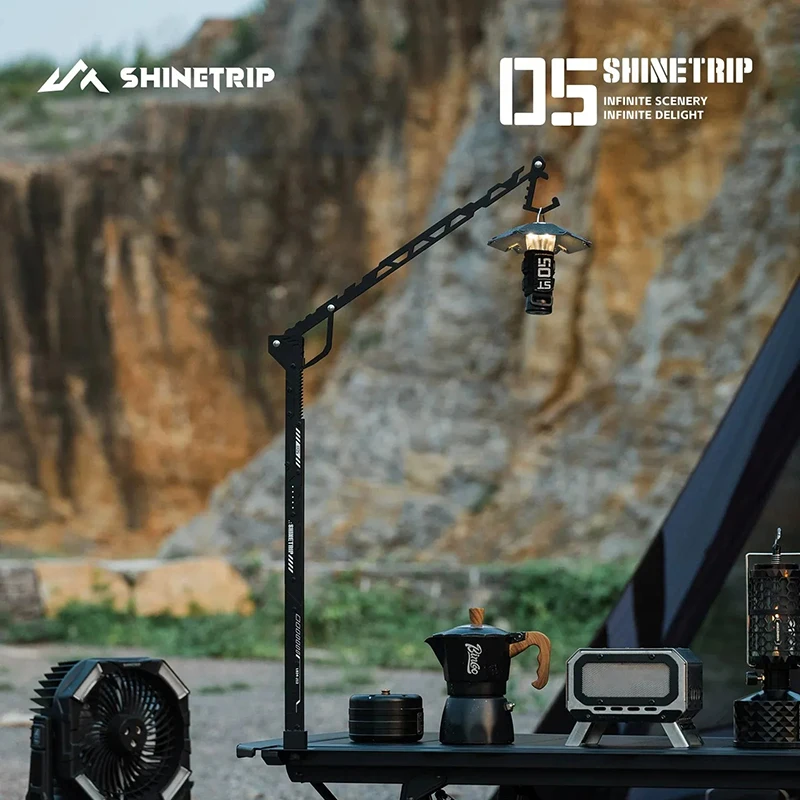 shinetrip-キャンプ用ライトスタンド-調節可能なアウトドアigtテーブルランプポール-1-4ネジマウント-折りたたみ式軽量三脚ブラケット