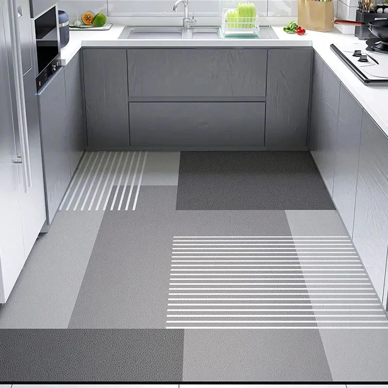 Simple Geometric Waterproof And Oil-Proof Kitchen Floor MATS, Anti-Slip Dining Room Carpets, Home Decoration