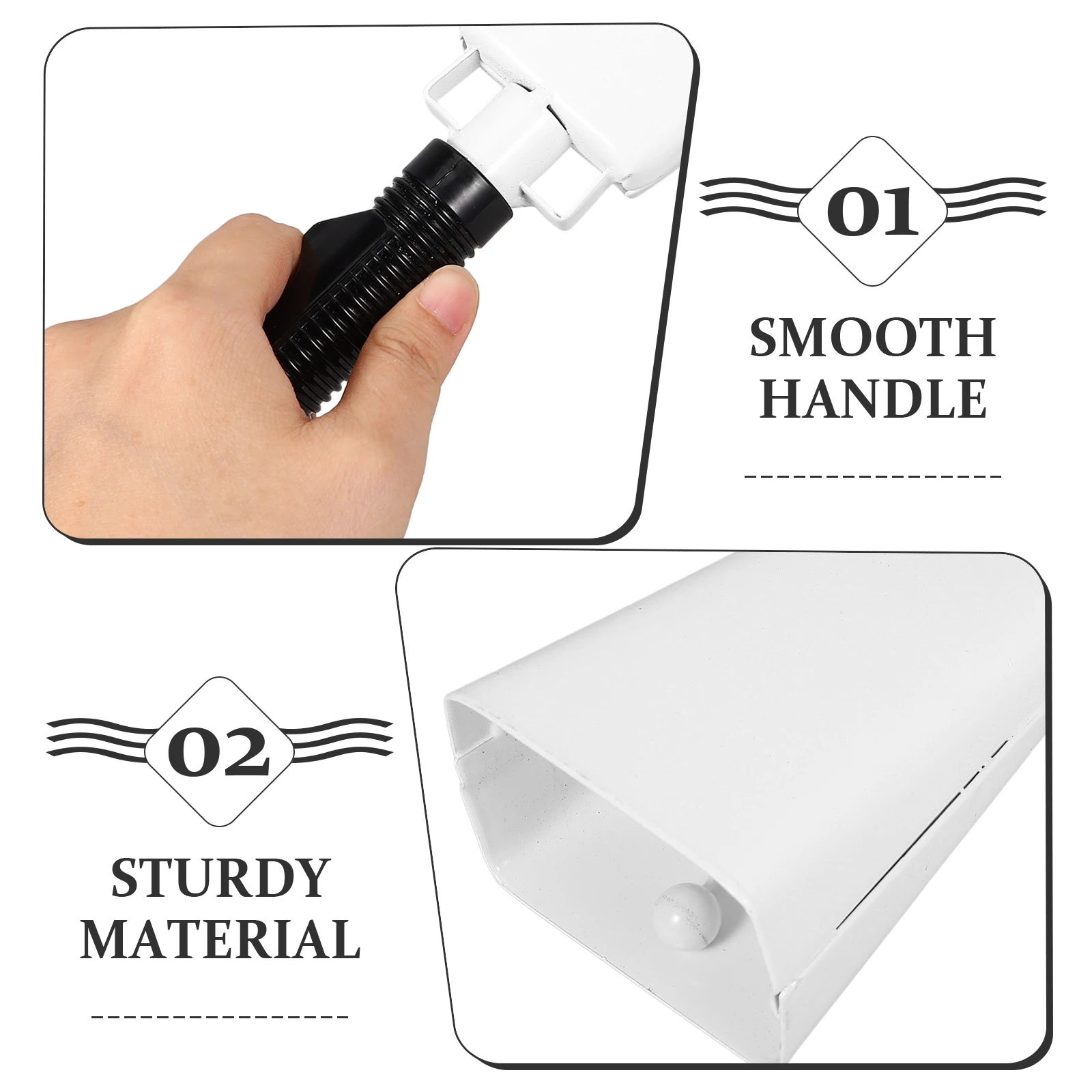 

Metal Cowbell Noisemaker With Handle Ergonomic Percussion Instrument For Drum Set Cheering Music Performance Shaking Durable