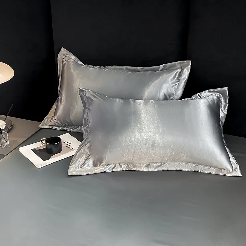 Satin Waterproof Fitted Sheet Silky Solid Color Bed Sheet Breathable Elastic Band Sheets Smooth Bedsheet Mattress Cover