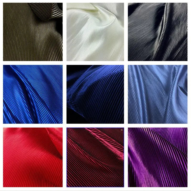 Organ Pleated Fabric Per Meter for Needlework Clothes Skirt Costume Dress Diy Sewing Designer Cloth Soft Comfortable Plain Black