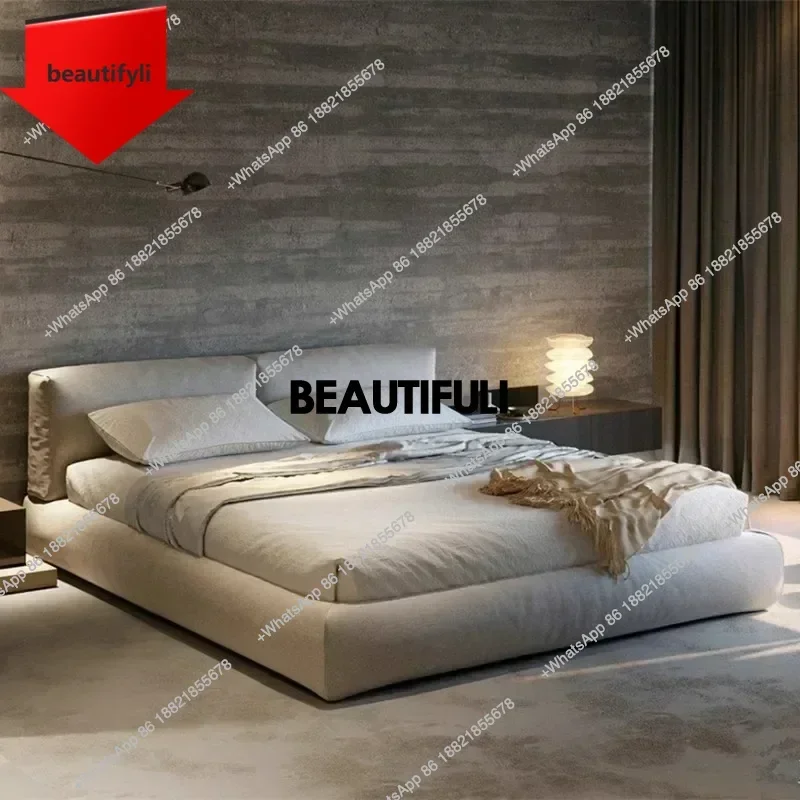 

Q181 Princess Bedroom Double Bed Frame Gray Designer Full Size Double Bed Luxury Platform Wooden Letto Matrimoniale Home Furnitu