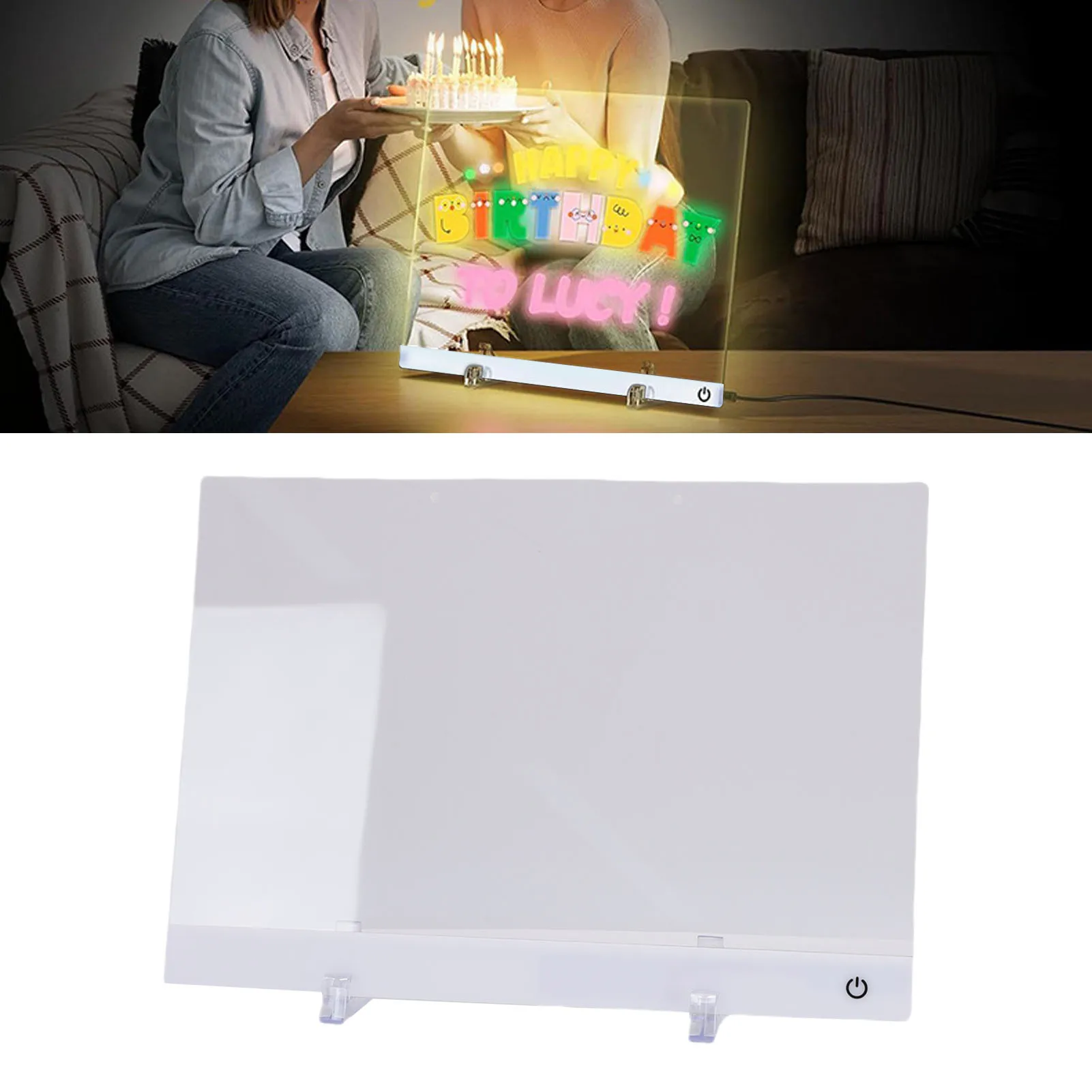 

Светодиодная доска для заметок 11,8x8 дюймов, 7 RGB-подсветок, 4 режима освещения, светящаяся акриловая доска для сухого стирания с 7 маркерами, подставкой и инструментом для стирания