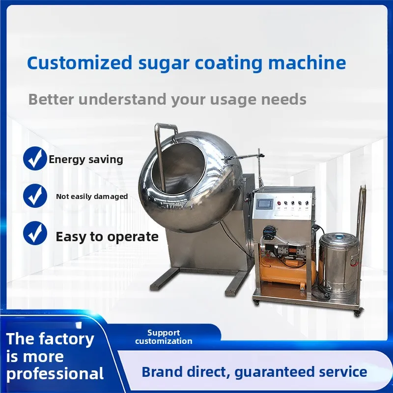 Stainless Steel Round Pot Chocolate Candy Peanut Yogurt Ball Sugar Powder Coating Machine, Pill Polishing Machine