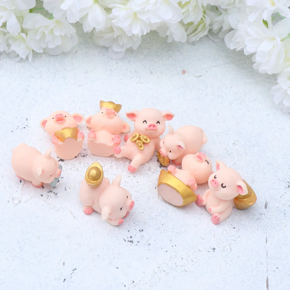 

16Pcs Resin Pig Decorations Nonfading Durable Mini Ornament Fairy Garden Craft Home Decor Car Ornaments Car Ornaments
