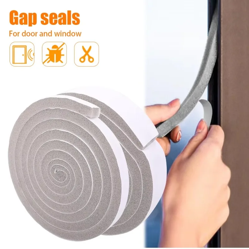 2/40M Window Sealing Strip Self-Adhesive Sponge Sealing Strip Home Anti-collision Sound-Proof Door Gap Foam Tapes Black Gray