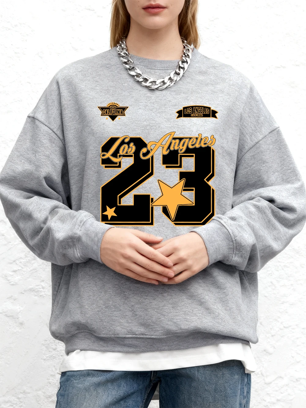 เสื้อสเวตเชิ้ตพิมพ์ลาย California Los Angeles 23 สำหรับผู้หญิง เสื้อฮู้ดดี้ทรงหลวมสำหรับฤดูหนาว ผ้าฟลีซอุ่นสบาย เสื้อจ็อกเกอร์ เสื้อผ้าลำลองสไตล์สปอร์ตสำหรับผู้หญิง