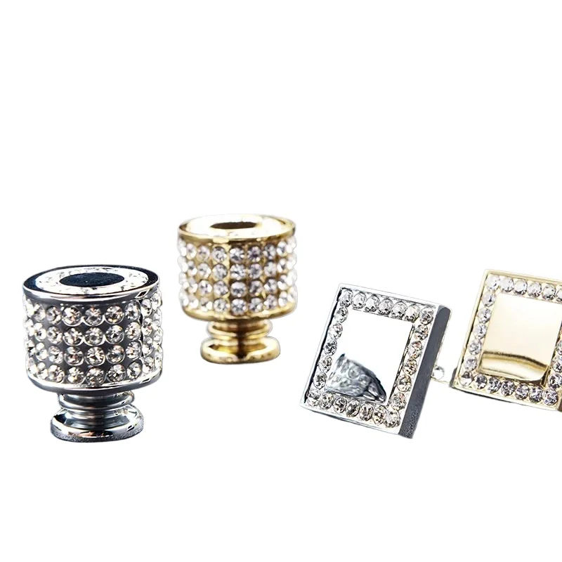 Gold Diamond Crystal Handle Furniture Knobs Kitchen Cabinet Wardrobes Door for Dresser Pulls Drawer Silver Handles