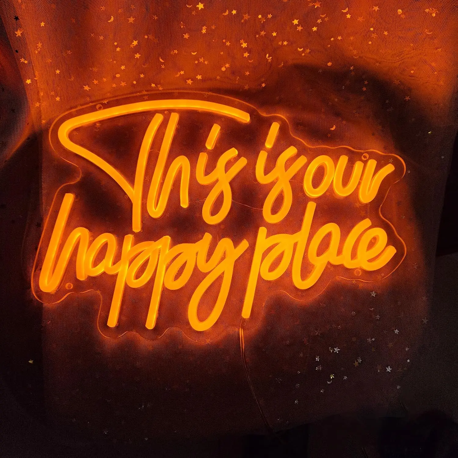 

This is Our Happy Place Neon Signs for Wall Decor, LED Decor for Bedroom Man Cave Home Bar Birthday Party
