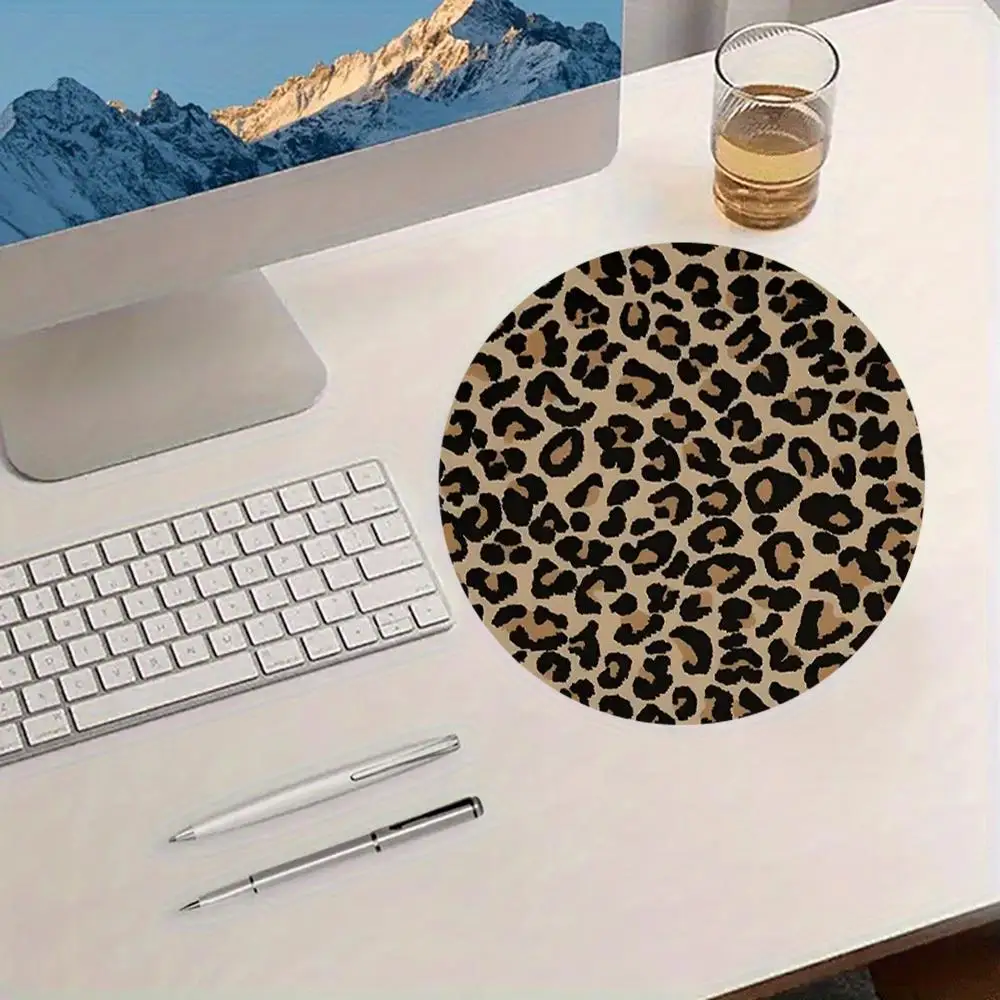 لوحة ماوس صغيرة مستديرة بطبعة الفهد، حصيرة ماوس للكمبيوتر المحمول للمنزل والمكتب، مكتب ألعاب، ملحقات الكمبيوتر المحمول، مكتب داخلي #5
