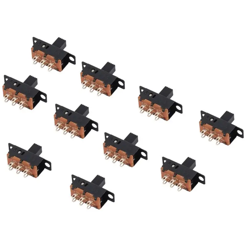 [NEWA08R】 10 X DC 0.5A 50V 3 Position 2P2T DPDT Panel Mount Slide Switch SS23D32