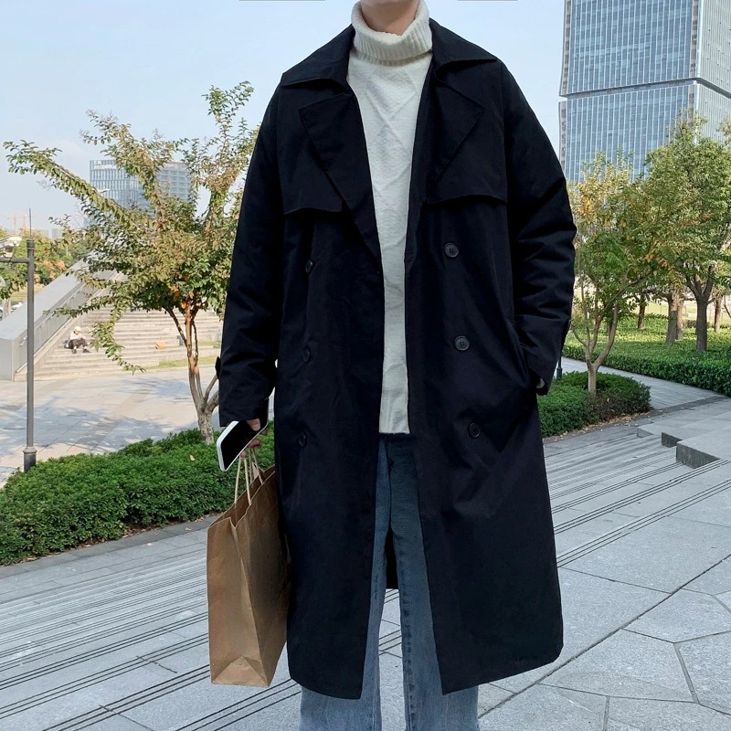 Trench Men Autumn Gentle Fashion Streetwear Handsome Tooling Baggy Ulzzang Casual Clothing Japanese Stylish Windproof Male Ins