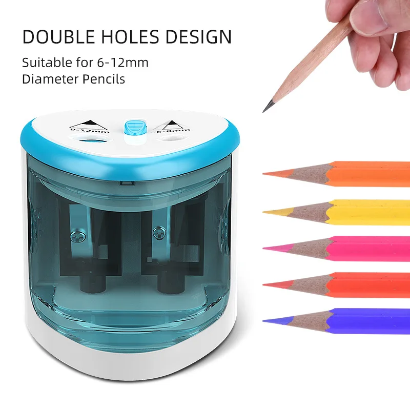 1pcs Tenwin Dual Hole Electric Pencil Sharpener Convenient Pencil Sharpener Easy To Sharpen And Fast Suitable For 6-12mm Pencil