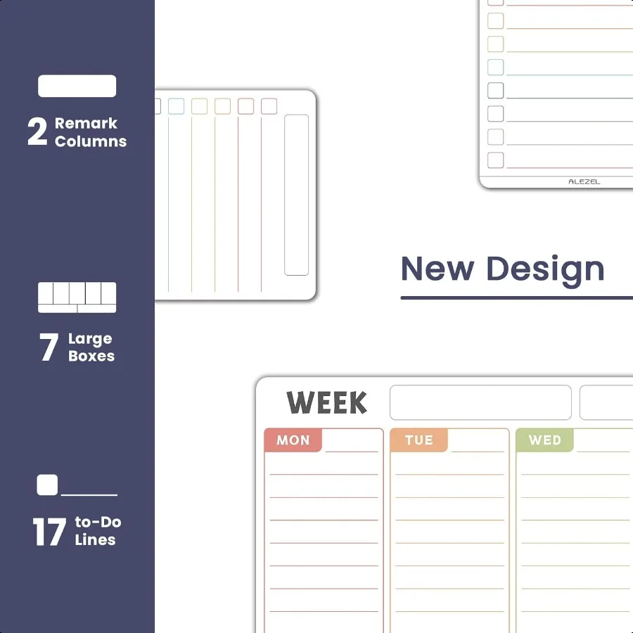 Magnetic Weekly Calendar Whiteboard for Fridge Refrigerator Dry Erase Weekly White Board Includes Magnetic Weekly  for Fridge w