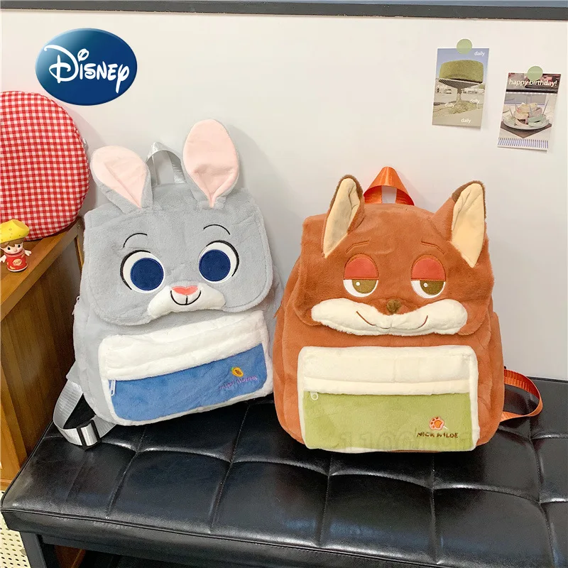 Disney Judy Nick Nieuwe pluche kinderrugzak Cartoon schattige dames pluche rugzak Grote capaciteit mode pluche vrijetijdsrugzak
