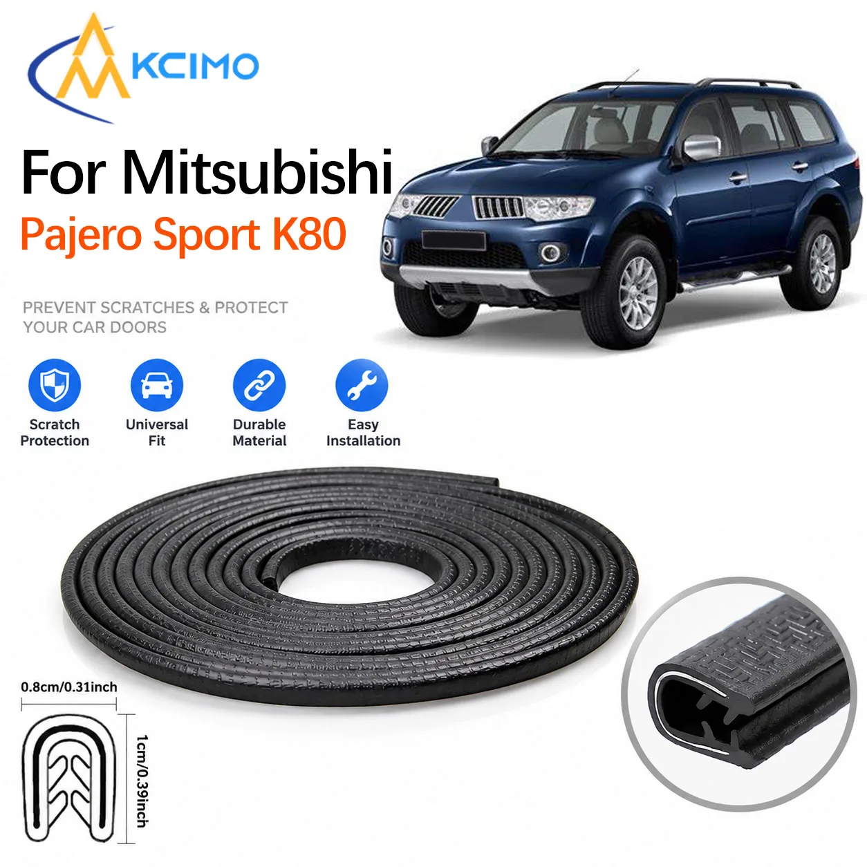 Car Door Edge Anti Scratch Guard For Mitsubishi Pajero Sport K80 PA 1996-2008 PVC Seal Strip With Built‑in Steel Sheet