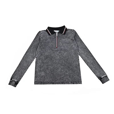 BARCALI Jugend-Set: Marineblauer und Schwarzer Pullover mit Maxirock, Langarm, Kontrastkragen und Reißverschluss, French Terry für den Winter – Detail 10