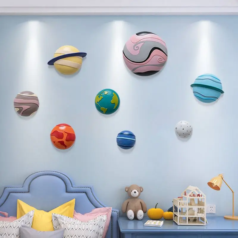 

Nordic Creative 3d Planet Space Theme Resin Wall Crafts Children's Room Wall Decoration Art Kindergarten Wall Hanging Ornaments