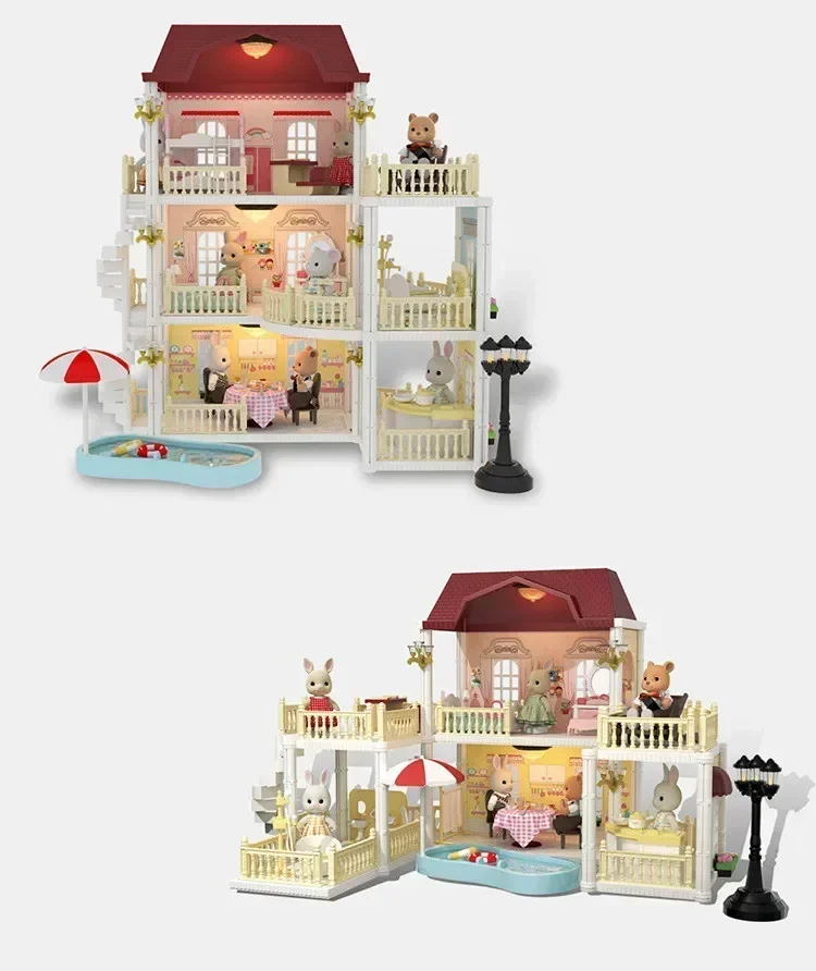 手作りの高級休暇ヴィラ高品質 LED ライト DIY ゲームハウスインタラクティブおもちゃコアラスイングプリンセス城ギフト