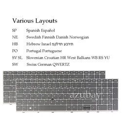 Keyboard For HP ELITEBOOK 850 G5 755 G5 850 G6 ZBook 15u G5 15u G6 Spanish Hebrew Nordic Portuguese Swiss Slovenian Croatian
