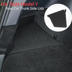 For Tesla Model Y Rear Trunk Left Right Side Storage Lids Rganizer Baffle Flannel Suede Flocked Caps Cover Interior Accessories