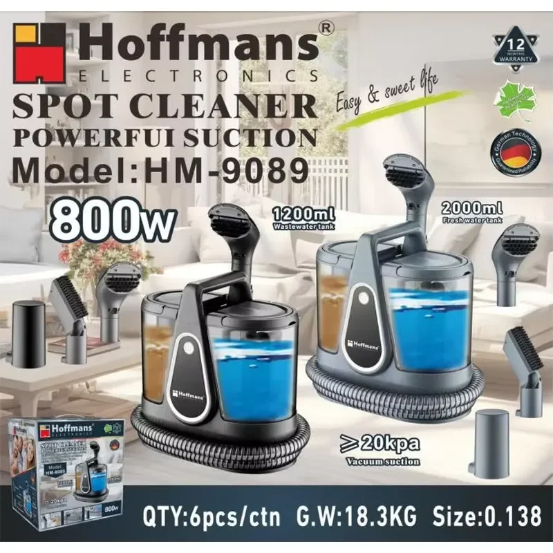 for Hoffmans 800W Spray Suction Integrated Fabric Cleaner Wet Vacuum Spot Washer for Home Furniture Stairs Rug Cleaning