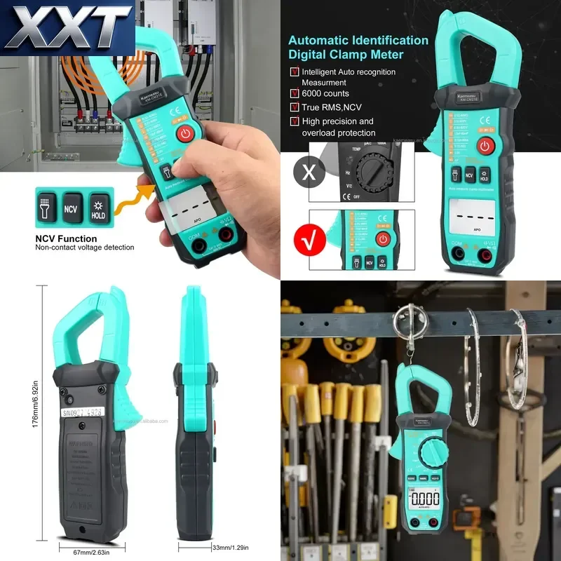 XXT Clamp Meter 600A Current Measurement Trms Auto-range Voltage Ammeter Hz Ohm Ncv Tester Multimeter Ampere Meter Clamp