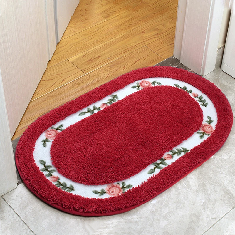 Pastoral Style Carpet Floor Mat Non-slip Microfiber Bathroom Rug Home Entrance Door Mat Doormat Bedside Rug Soft Bath Carpet