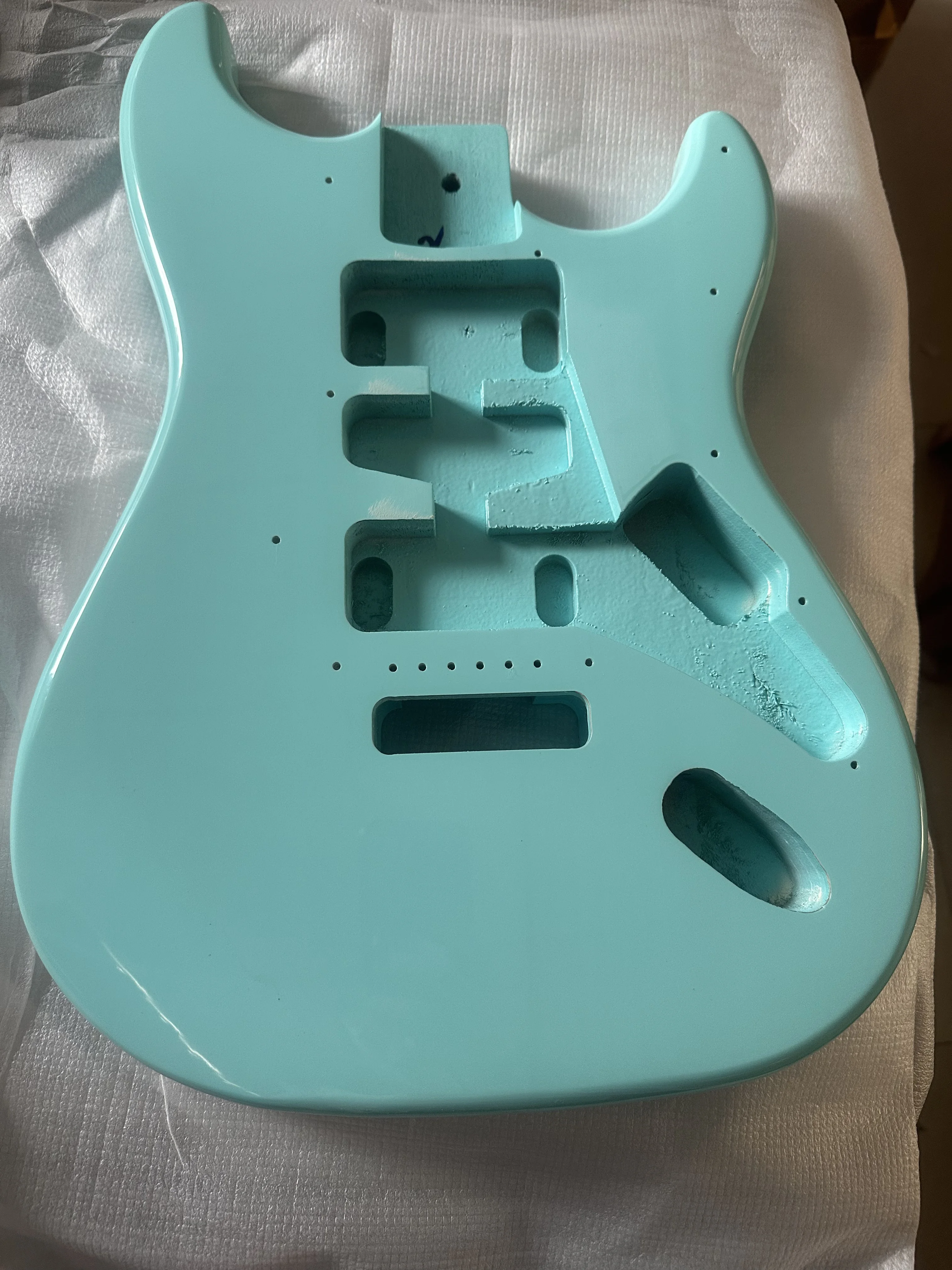 High Quality Gloss Finished Blue Electric Guitar Body Unfinished Basswood, Customized HSH, Standard Size,Free DIY, Real Photos
