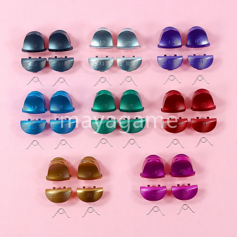 1 Juego de botones de Metal de repuesto R1 L1 R2 L2 disparadores 4 para PS4 JDS-010 JDS-001 accesorios de juego con 2 resortes