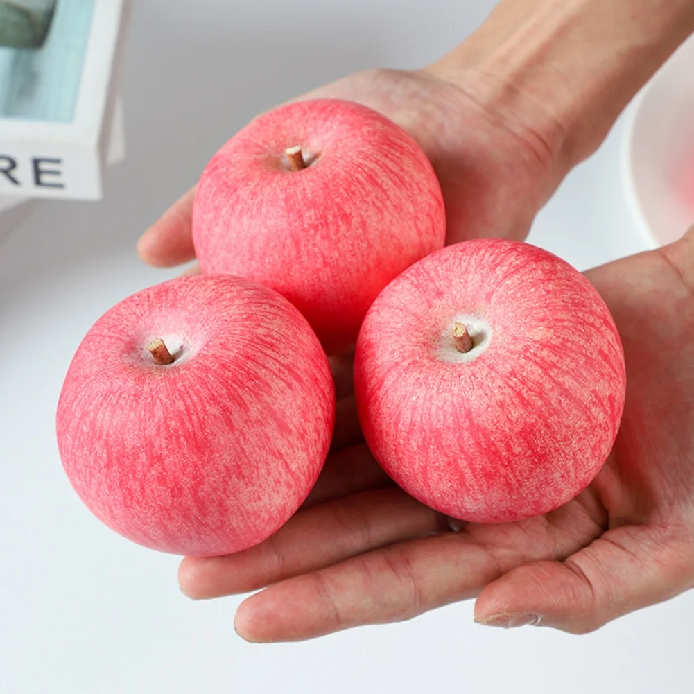Espuma de fruta Artificial realista, simulación falsa de manzanas rojas, exhibición de fruta para fiesta en casa, decoración de fotografía de escritorio, 1 Uds.