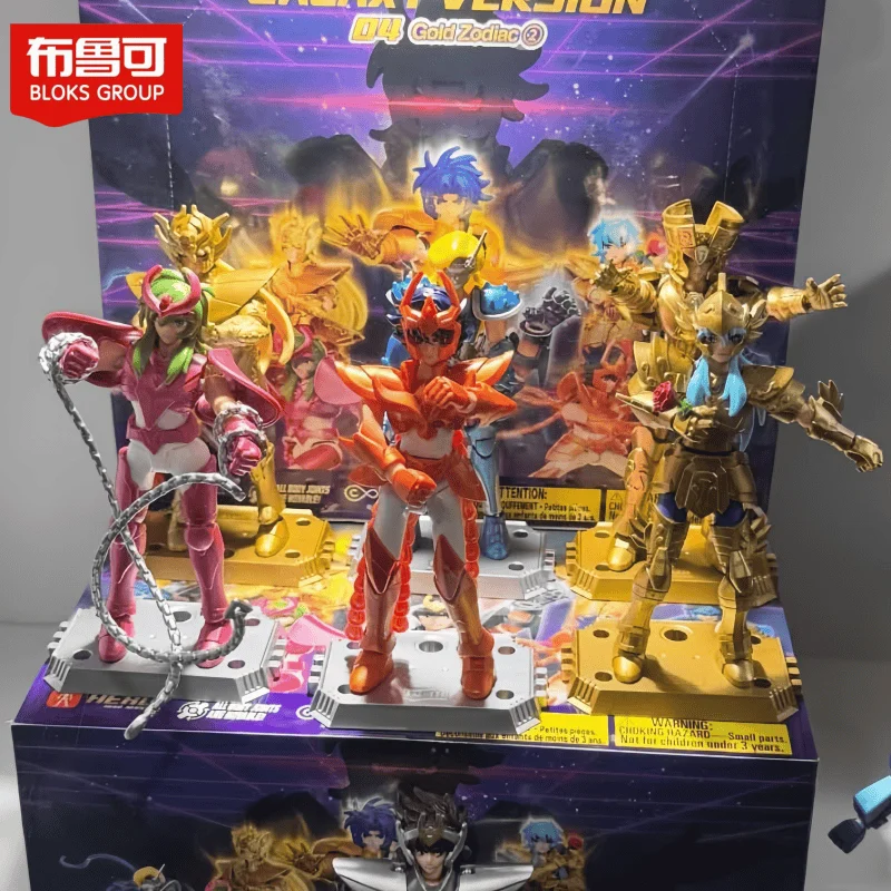 

Blokees Saint Seiya Galaxy Version Vol.4 Blind Box Gold Zodiac Anime Virgo Saga Action Figures Assembled Collectible Model Toy