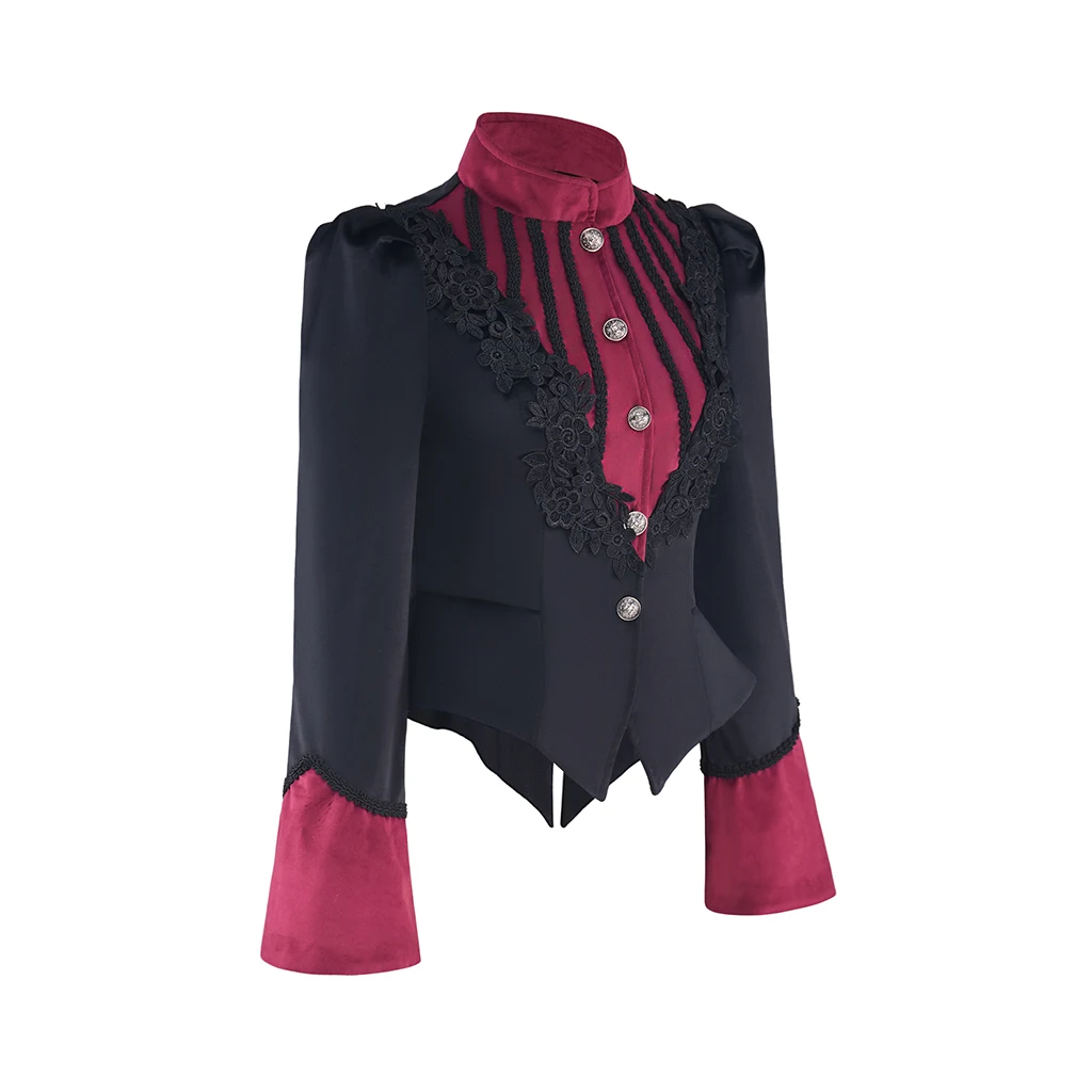Women's Victorian Steampunk Renaissance Blazer Jacket Medieval Vintage Gothic Edwardian Jacket Long Sleeve Coat Top Costume view 2