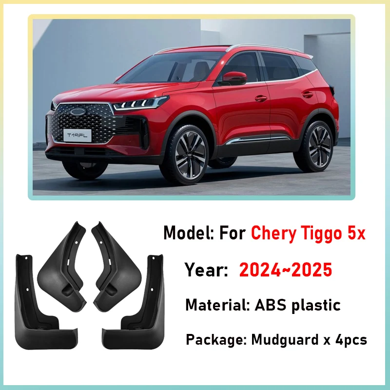 4 pçs pára-choque do carro para chery tiggo 5x2024 acessórios 2025 respingo roda dianteira traseira lama flap guarda mudflaps para-lamas acessórios