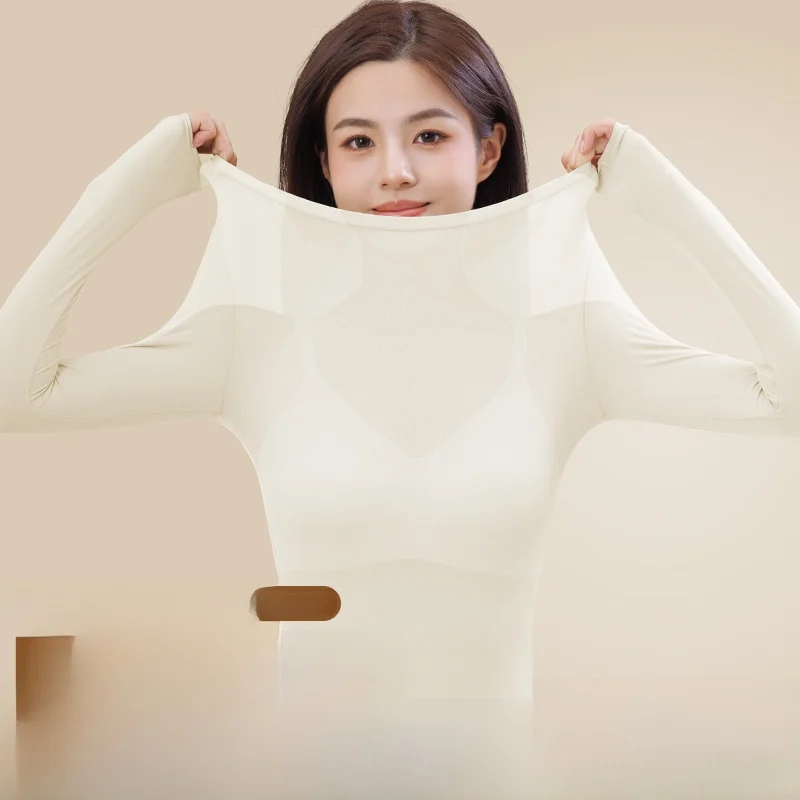 Women's Long Sleeve Thermal Underwear Set Slim Fit Base Layer Shirt Warm Inner Clothes Ensemble Autumn Winter Fashion Beauty