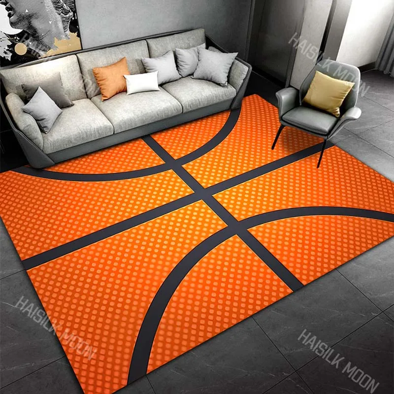 Close-up orange basketball texture Print Carpet Rug for Living Room Bedroom Sofa Doormat Home Decor Non-slip Floor Mat