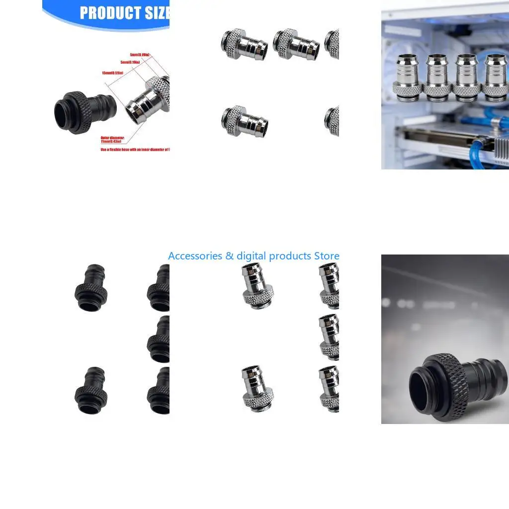 77JD Universal 3/8inch G1/4 Water Cooling Adapter In Black Or Silver For Enhances Heat Dissipation