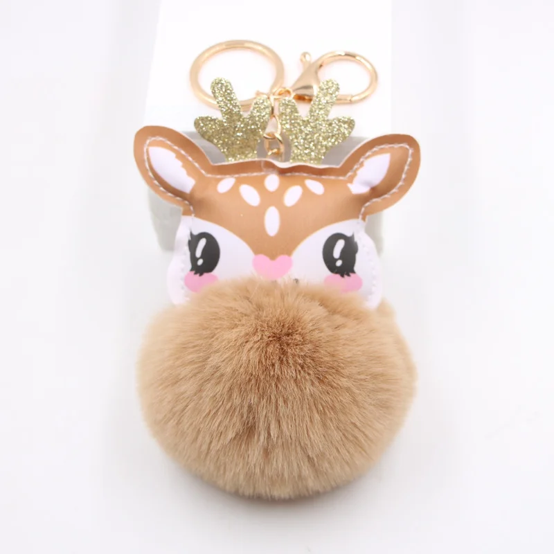 Cute Cartoon Colorful Animal Elk Keychain Fashionable and Personalized Backpack Decoration Plush KeyChains Xmas Gifts 1pcs