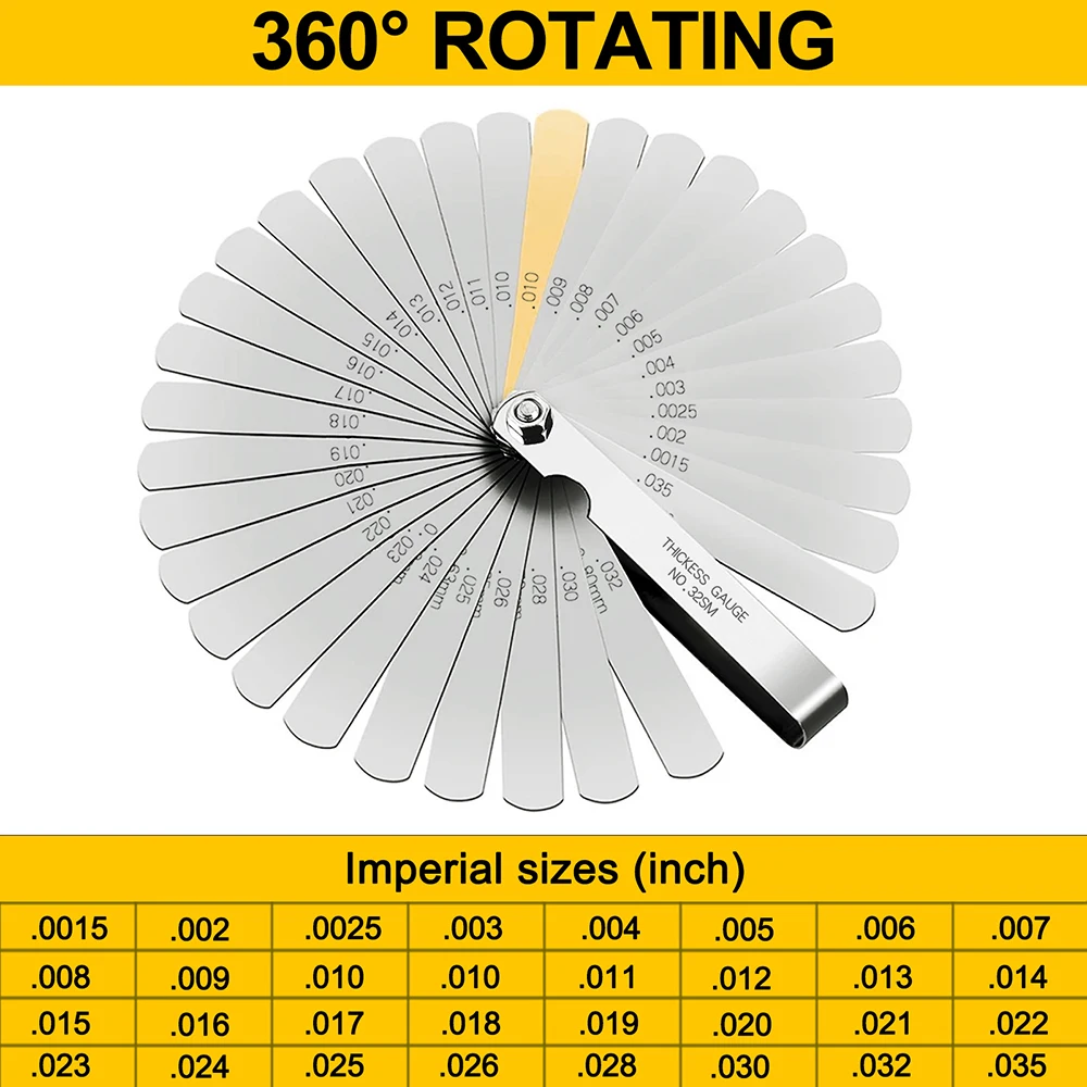 0.04mm-0.88mm Feeler thickness Gauge Inch Spark Plug Stainless Steel  Gauge Thickness Gauge For Measurement Gap inspection tools