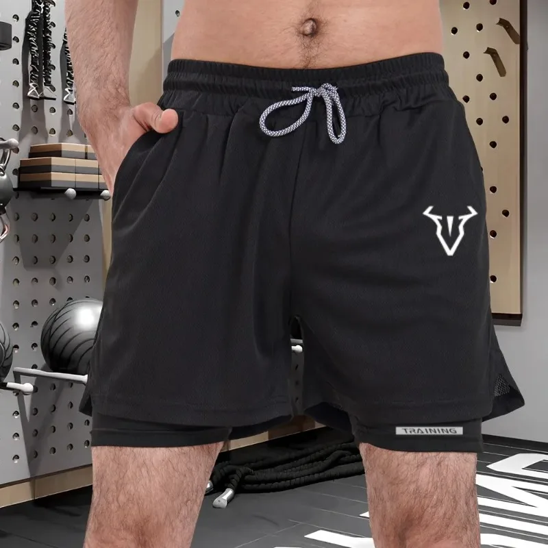

2026New sports 2-in-1 double-layer shorts for running, fitness, gym, workout, tight shorts, quick drying sportswear