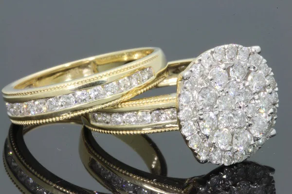 Hot Sale New Micro studded Diamond Ring Women s 925 Sterling Silver Yellow Gold Plated Engagement Wedding Set Ring