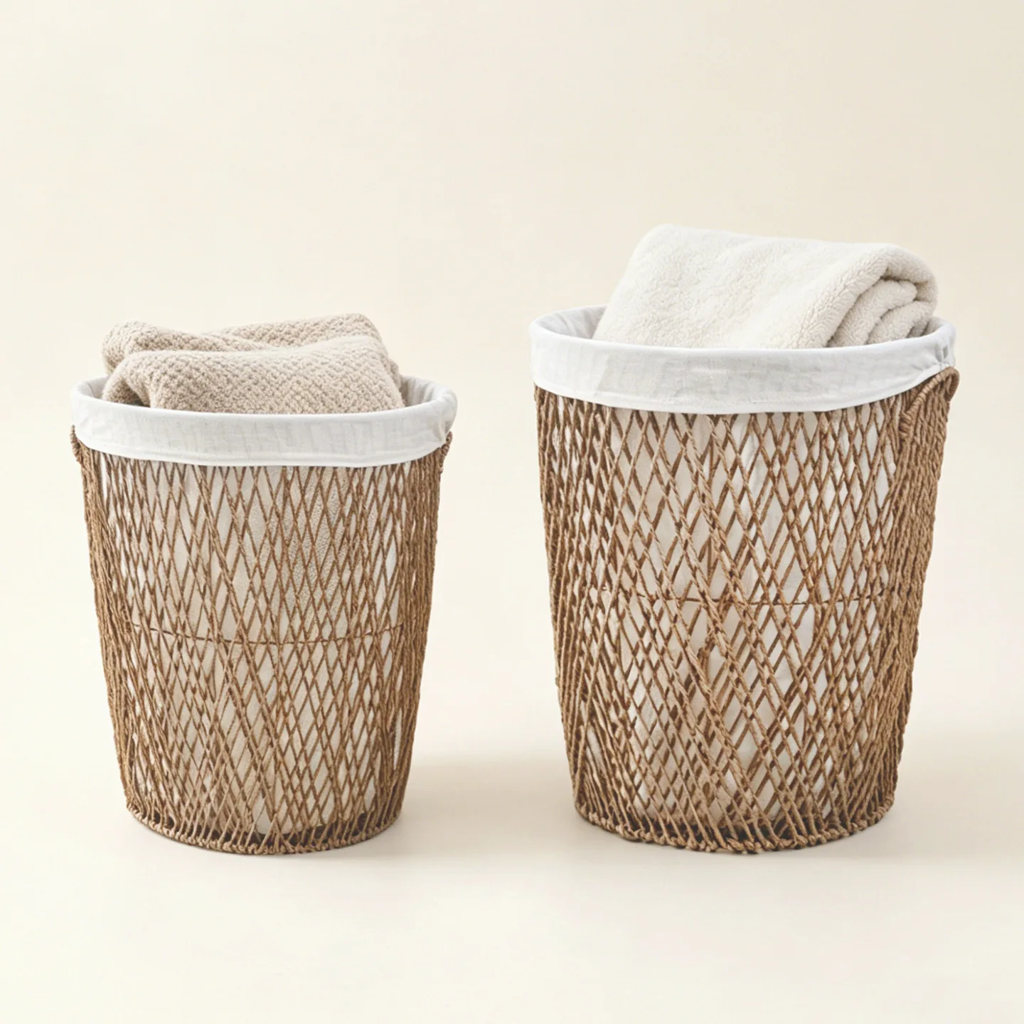 Nordic simple woven dirty clothes basket with cover Home living room Balcony laundry basket Bedroom with lining Finishing storag