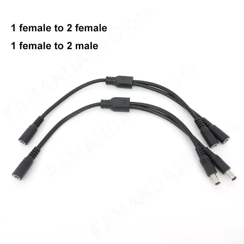 DC Power Supply 1 Female to 2 Female Male Way Extend Splitter Connector Cable 19V 24V 12v 10A 18awg Adapter Plug Copper Wire M20