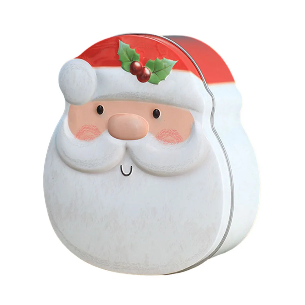 1pc Christmas Iron Box Candy Box With Lid Christmas Candy Box Santa Claus Snowman Penguin Chocolate Cookies Snacks Party