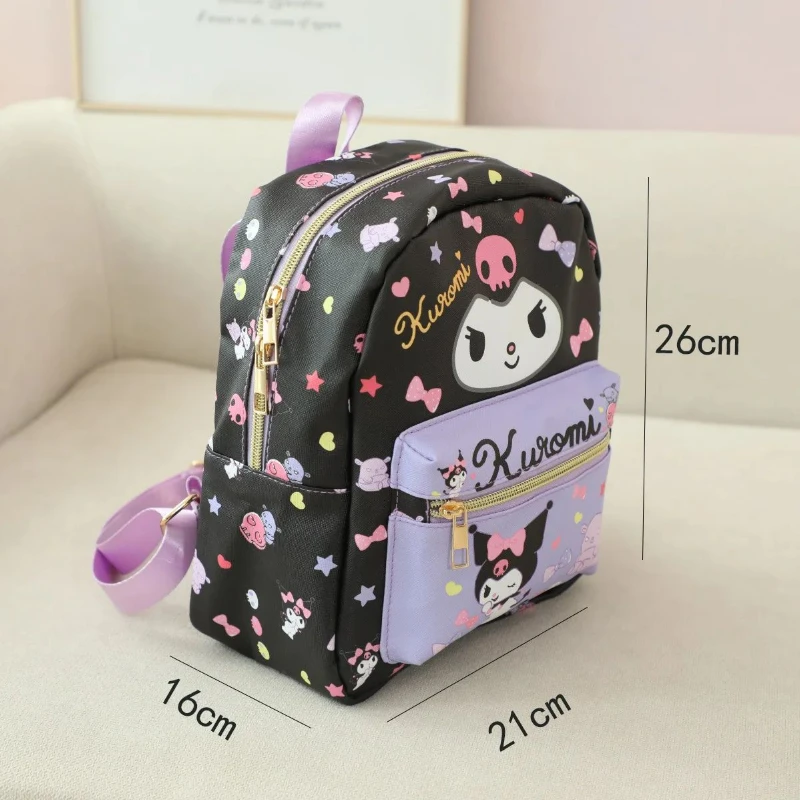 Kawaii Anime Hello Kitty Kuromi Mymelody plecak z motywem kreskówkowym podwójny zamek tornister kosmetyczka moda dziewczęca torba do przechowywania