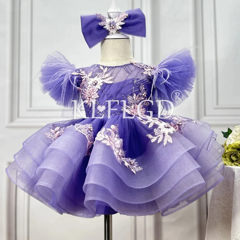 purple dress for 10 year girl Rhinestone Halter Basque Waist Kids Birthday Length from shoulder to hem 23 Inch Dresses for children's photography sessions