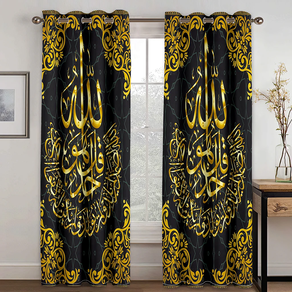 Ancient Egypt African Pharaoh Design Black Gold Thin 2 Panels Curtains for Living Room Bedroom Window Drape Decor